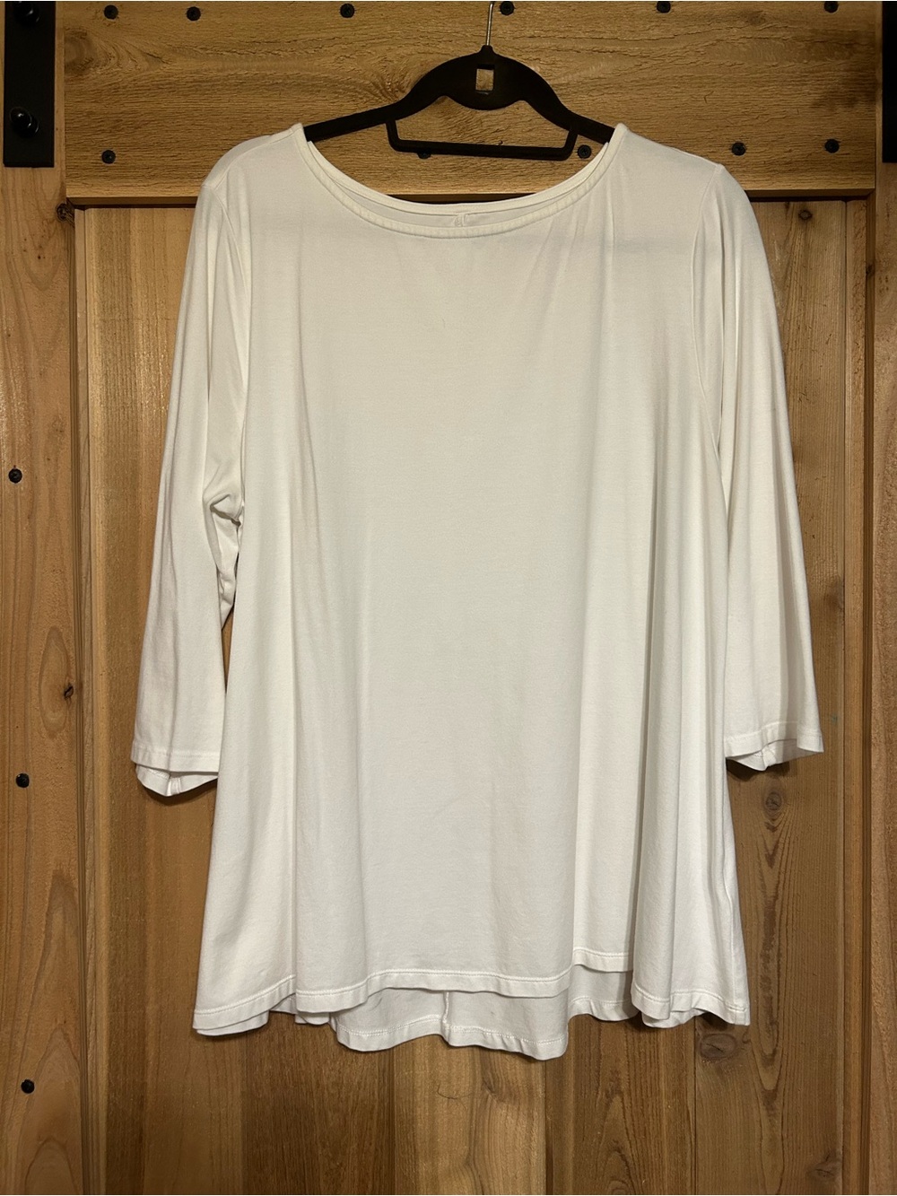Women's Cream Boatneck 3/4 Sleeve Tunic Top